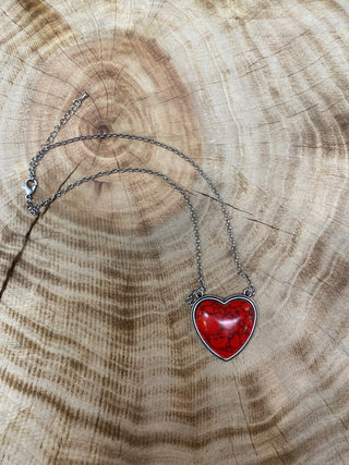 Red Stone l Heart Necklace