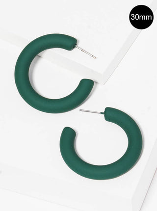 30Mm Dark Green Hoop Earrings