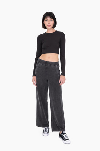 Mineral Washed French Terry Wide Leg Pants- MonoB