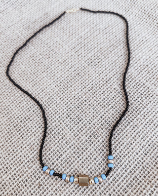 Native Beaded Necklace - Black + Turquoise