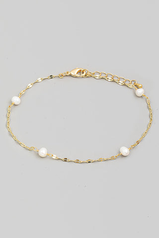 Gold + Pearl Chain Bracelet