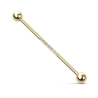6 Cz Stones Center 316L Industrial Barbell