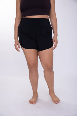 Mono B Highwaist Athleisure Split Shorts (Curvy)