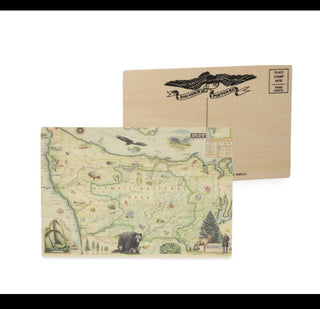 Olympic National Park Map Wooden Post Card