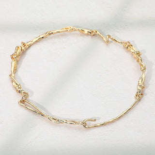 Organic Metal Twisted Chain Necklace: Gold