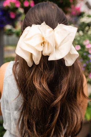 Chiffon Bow Barrette: Tan