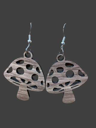 Mushroom Cutout Wooden Earrings