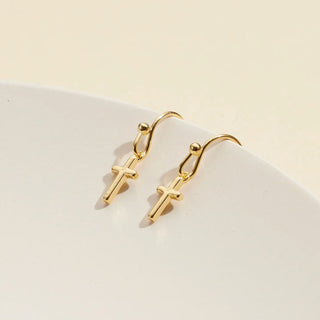 Cross Gold Dip Dangling Earrings