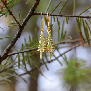 Pine Tree Earrings- Gold