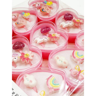 Heart Box Cute Character Kids Ring Set