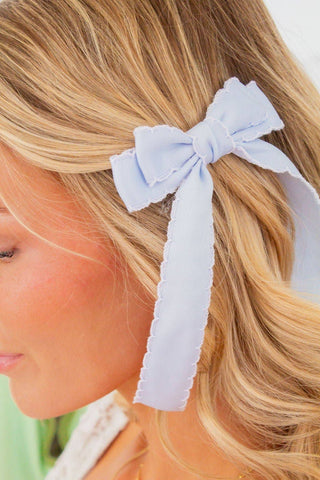 Olivia Long Bow Clip: Blue