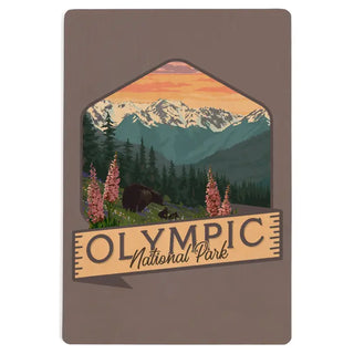 Wood Postcard Olympic National Park Bears Flowers