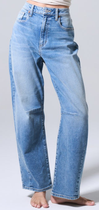 High Rise Barrel Stretch Denim