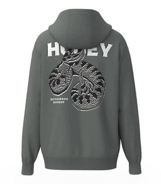Rattler, Men’s Steel Grey Hoody with Black / White Snake Logo on the Back