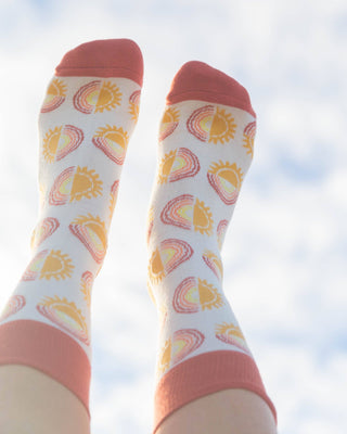 Sunny Men's + Women's Organic  Socks | White, Red, Yellow