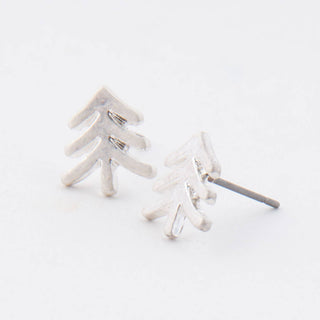 Tree Stud Bud Stud Earrings: Silver