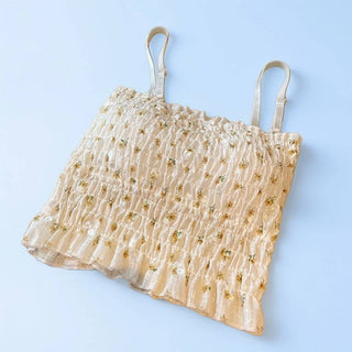 Vesty - White Floral Strappy Bandeau Top: Blue / One Size