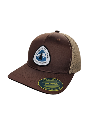 Pacific Crest Trail Snapback Hat with PCT Patch: Navy Blue on White Mesh