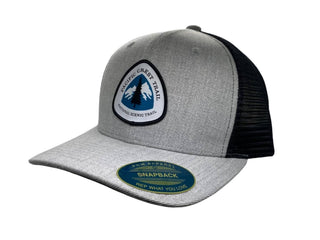 Pacific Crest Trail Snapback Hat with PCT Patch: Navy Blue on White Mesh