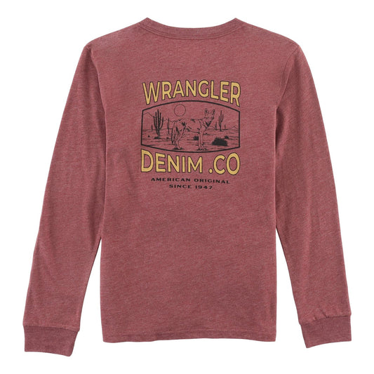 Wrangler® Boys Long Sleeve T-Shirt - Burgundy Heather