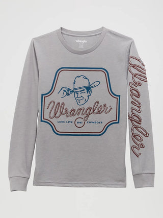 Boy's Long Sleeve Tip of The Hat T-Shirt in Ultimate Gray