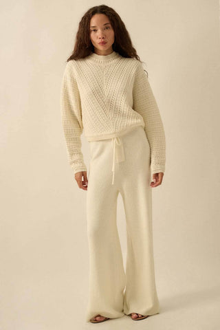 Solid Cable Knit Dolman-Sleeve Sweater