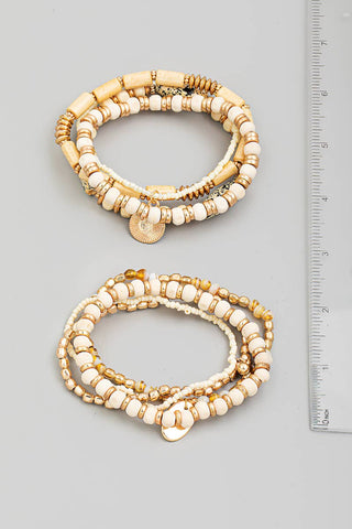 Wooden Assorted Bead Stackable Bracelet Set: ASSORTED