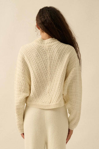 Solid Cable Knit Dolman-Sleeve Sweater