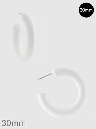 30Mm White Hoop Earrings