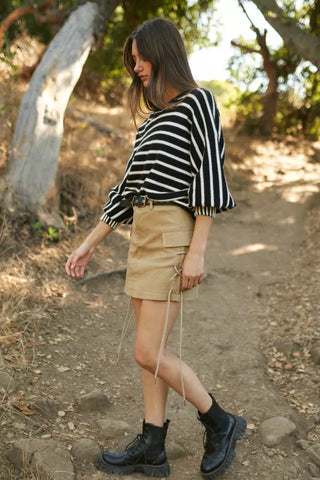 Stripe Puff Sleeve Sweater