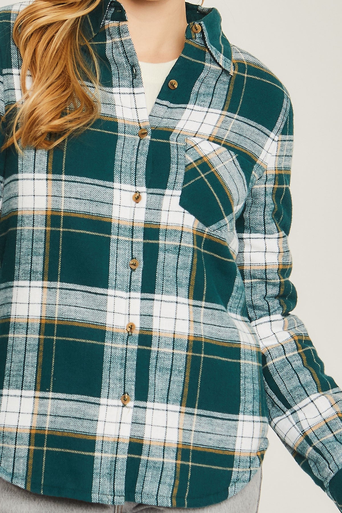Long Sleeve Plaid Button Up With Sherpa Lining