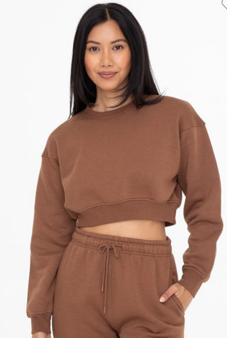 Cocoa Dust Cropped Fleece Sweatshirt