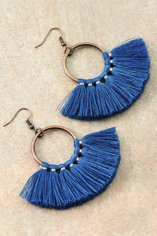 Boho Chic Fan Shaped Tassel Earrings