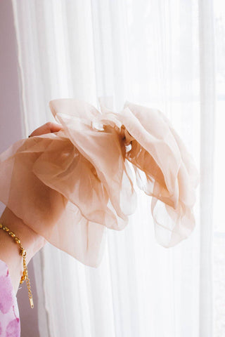 Chiffon Bow Barrette: Tan