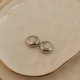 Waterproof Earrings Hoop Graduated Huggie in Gold & Steel: Silver