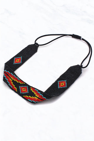 Seed Bead Aztec Pattern Hair Band