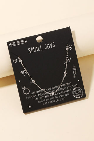 Cubic Zirconia Mini Charms Chain Necklace
