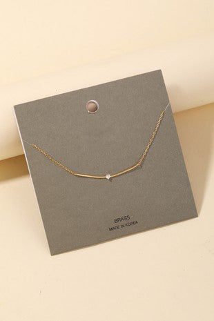 Metallic Bar And Stud Pendant Chain Necklace