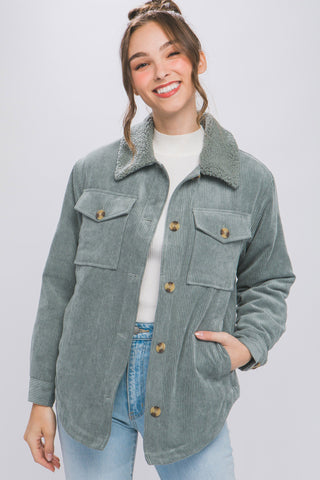 Corduroy Jacket With Sherpa Collar Lining