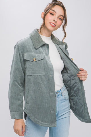 Corduroy Jacket With Sherpa Collar Lining