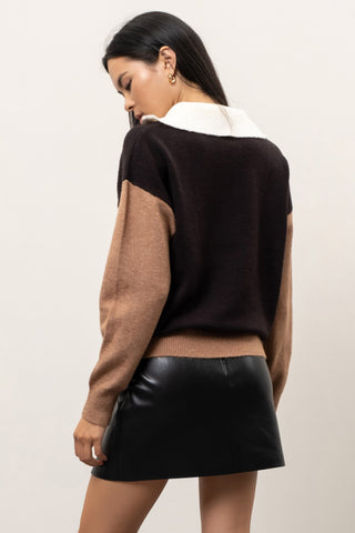 Color Block Half Zip Sweater
