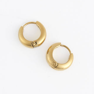 Waterproof Earrings Hoop Graduated Huggie in Gold & Steel: Gold