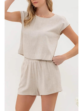 Linen Blend High Waist Mini Shorts