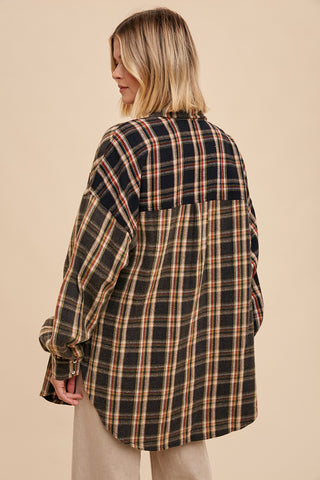 Plaid Distressed Long Sleeve Flannel