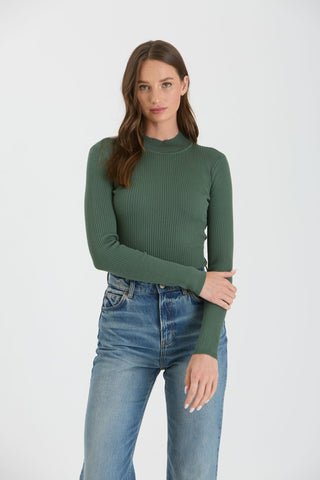 Ribbed Knit Bodysuit- Dark Green