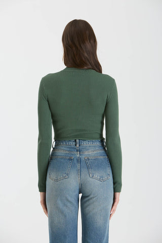 Ribbed Knit Bodysuit- Dark Green