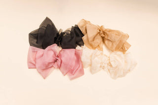 Chiffon Bow Barrette: Tan