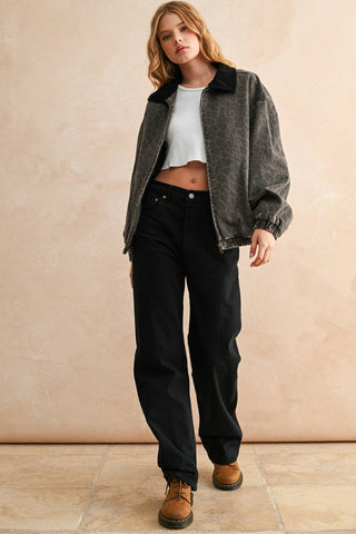 LEOPARD PRINTED BOMBER JACKET: LEOPARD