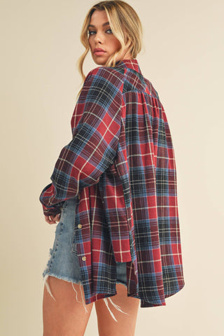 Katie Flannel Shirt: Red / Contemporary