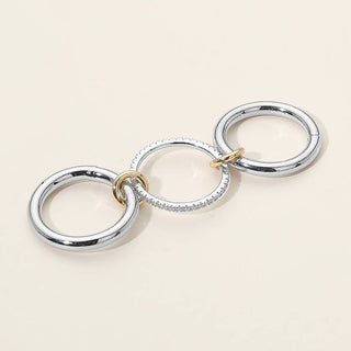 Stone Paved Band Accent Triple Link Band Ring: Two Tone